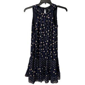 Navy Polka Dot Sleeveless Shift Dress By JBS Size 8 Polyester
